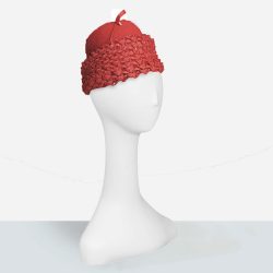 Red straw ruffle hat