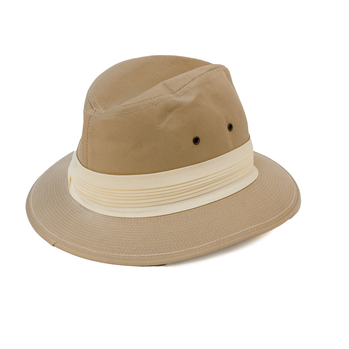 Vintage Adams Fedora, Tan Canvas Summer Hat, Size 7 ⅛