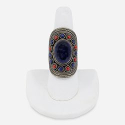 lapis and coral ring