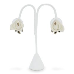 cream flower earrings