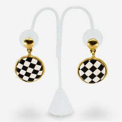 statement checkerboard earrings by Kenneth Jay Lane