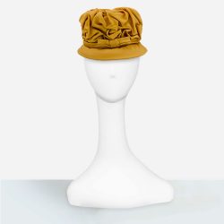 gold hat, ruched hat